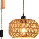 Plug in Wall Sconce,Farmhouse Wicker Wall Lamp Plug in,Hand Woven Rattan Wall Light Farmhouse Rustic Boho Sconces Wall Lighting for Living Room Bedroom (1 PACK)