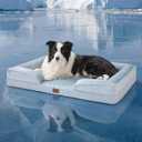 Bedsure XL Dog Bed for Extra Large Dogs - Orthopedic XLarge Dog Cat Cooling Bed Washable, Comfort Dogs Couch Sofa with Waterproof Removable Cover, Pet Bed with Nonskid Bottom, Cooling Blue, 42"