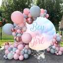 OERJU 7.5x7.5ft Gender Reveal Round Backdrop Boy or Girl Blue Pink Clouds Photography Background Circle Backdrop Cover Newborn Baby Shower Reveal Gender Party Decoration Photo Booth Props