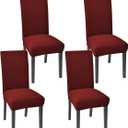 Chair Covers for Dining Room Set of 4 Kitchen Chair Seat Covers, Dining Room Chair Covers Chair Slipcover Parsons Chair Covers, Burgundy Red