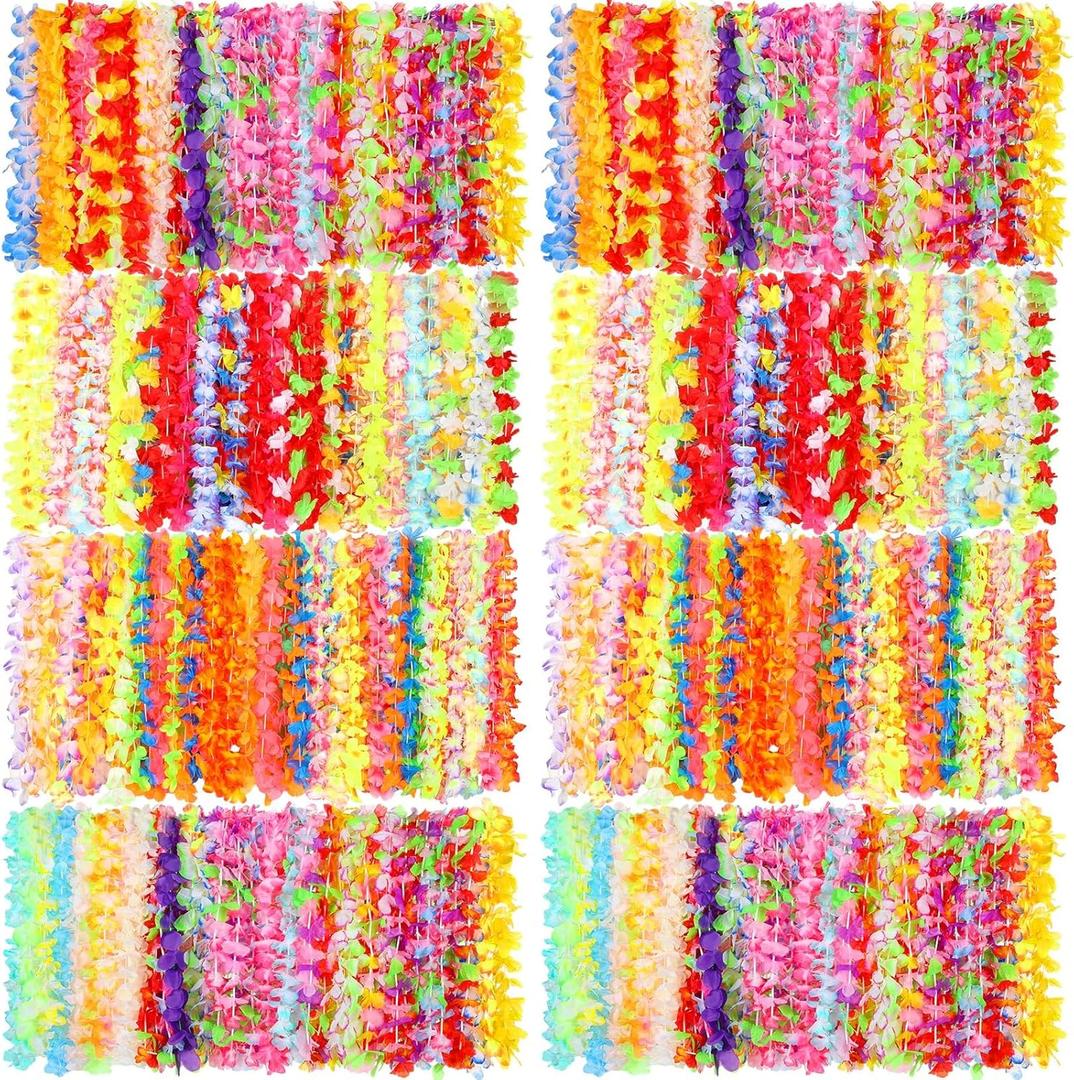 500 Pcs Hawaiian Leis Bulk Luau Leis Necklace Hawaiian Flower Tropical Floral Necklace for Kids Adults Luau Holiday Wedding Beach Birthday Party Supplies Decor Multi Color(Vibrant Color)