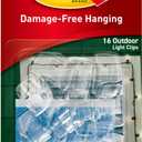 Command Outdoor Light Clips, 4 Pack of 16 Clear Clips and 20 Command Strips, Damage Free Hanging Light Clips with Adhesive Strips, Wall Clips for Hanging Outdoor Lights and Cables Outside (64 Clips)