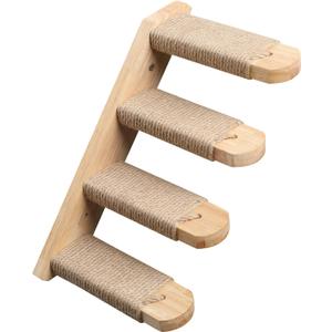 FUKUMARU Cat Climbing Shelf Wall Mounted, Four Step Cat Stairway with Jute Scratching for Kitten Perch Platform Walls Furniture