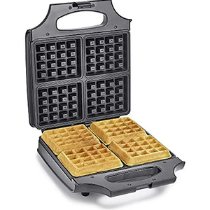 BELLA 4 Slice Non-Stick Belgian Waffle Maker, Fluffy Restaurant-Style Waffles in Under 6 Minutes, Quickly Makes 4 Large 4 x 4.5 & 1.2 Thick Waffles, Easily Wipe and Clean, Stainless Steel/Black