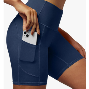 IUGA Biker Shorts Women 6" Tummy Control Workout Shorts Women with Pockets High Waisted Yoga Running Gym Spandex Compression L