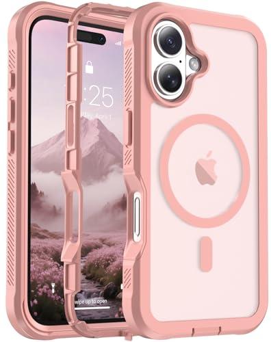 jaroco Magnetic for iPhone 17 Case, [Compatible with MagSafe][Military Grade Drop Protection][Heavy Duty Protection][Non-Slip][Shockproof] 2-Layer Durable Bumper Phone Case 6.3''-Pink
