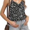 Fayenne Tank Top for Women Ruffle Spaghetti Strap Shirt Sexy Leopard Print Tops Sleeveless Summer Outfits (Black, XXL)