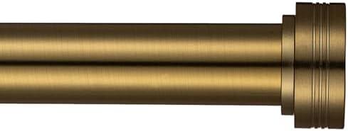 Antique Gold Curtain Rods for Windows 18 to 88 Inch, Adjustable Length 1 Inch Diameter Brass Curtain Rods with Aluminium Finials, Warm Gold