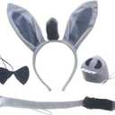 Grey Donkey Fancy Costume set Ears Headband Nose Tail Bow Tie Paws Tutu Skirt Animal Cosplay Outfit Theme Party (Gray)