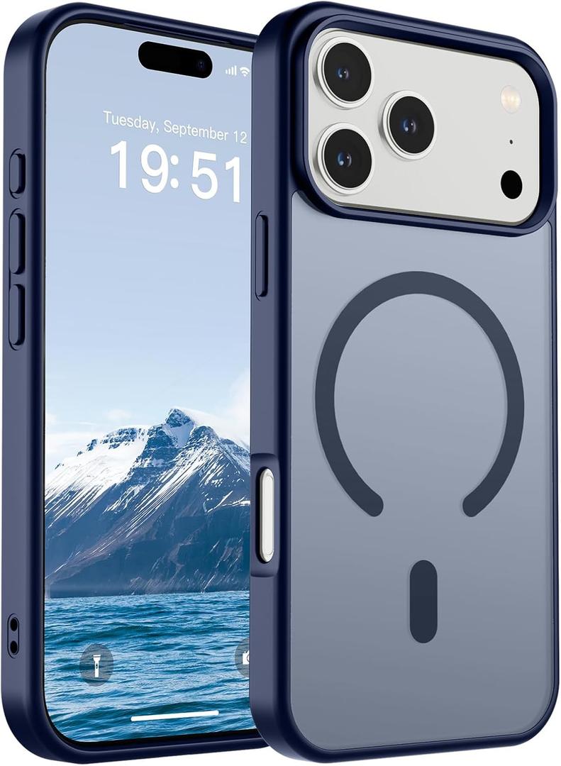 SUPFINE Magnetic for iPhone 17 Pro Max Case (Compatible with MagSafe)(Military Grade Drop Protection) Translucent Matte Shockproof with Anti-Fingerprint Phone Cover 2025, Navy Blue