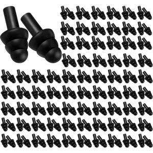 TrelaCo 200 Pairs Silicone Ear Plugs Bulk, Nrr 32db Reusable Waterproof Soft Ear Plugs for Sleeping Noise Swimming Hearing Protection Earplugs Shooting Construction Hunting Music Concerts(Black)