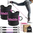 WALITO Ankle Resistance Bands with Cuffs, Exercise Bands for Legs and Butt, Booty Workout Equipment for Kickbacks and Hip Fitness Training (Black pink)