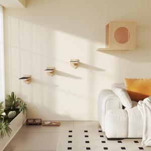 Cat Wall Shelves Cat Wall Furniture with Condo and 3 Steps, Climbing Shelf Wall Mount for Indoor Cats, Wall-Mounted Furniture for Kittens