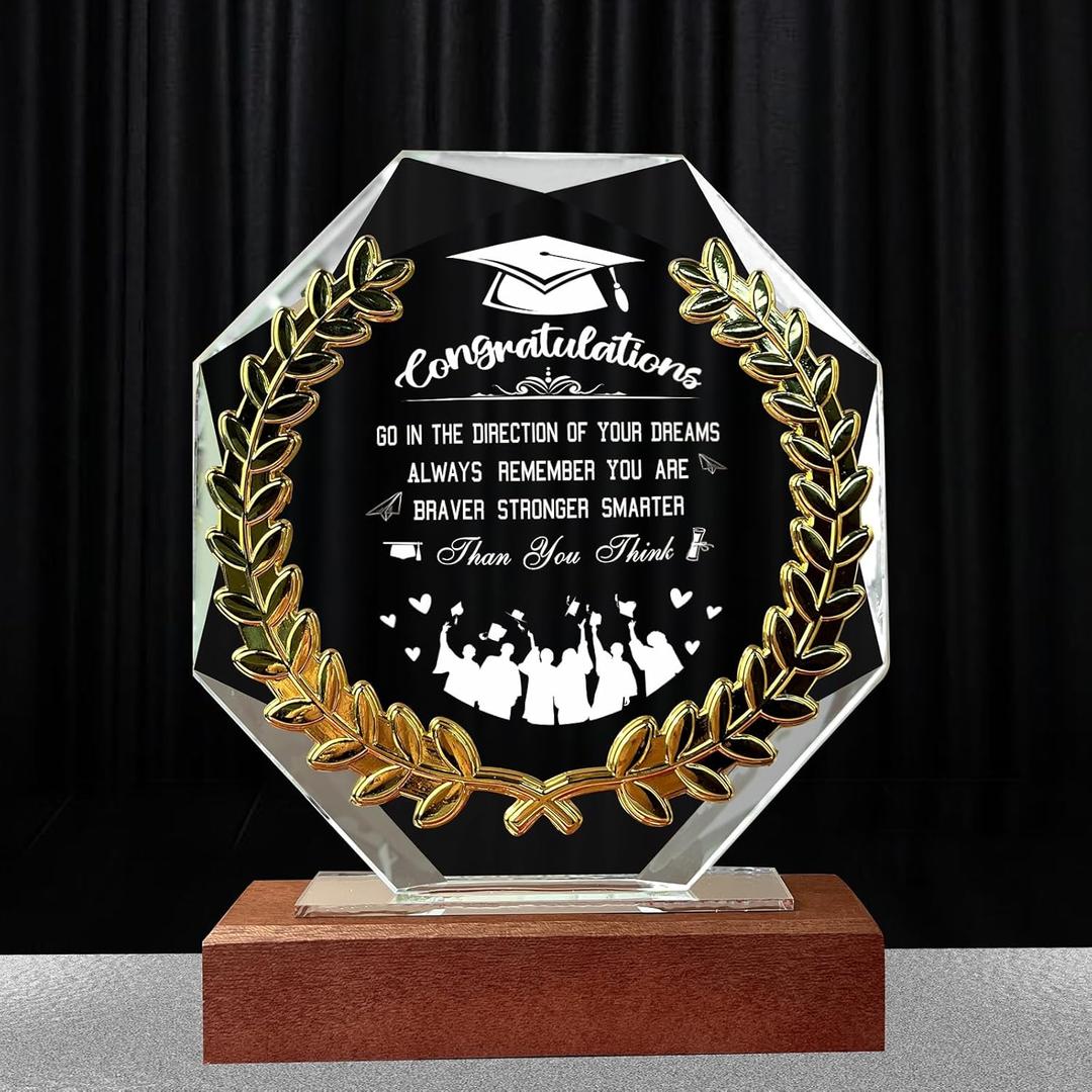 Graduation Gifts for Him Her, 2025 Grad Gifts,Laser Engraved Crystal Keepsakes, Class of 2025 High School College Graduation Gift for Women Men Female Masters Degree