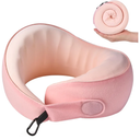 Travel Pillow, 100% Pure Memory Foam Travel Neck Pillow Airplane Neck Support Ergonomic Design for Traveling Suitable for Airplanes,Offices and Cars-Cooling Silk Light Pink