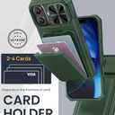 SSLOTSCASE for iPhone 17 Case with Credit Card Holder & Camera Cover Stand & Slide Lens Cover & Wallet, Full-Body Drop Proof Rugged Hard Sturdy Stylish Phone Case Cover for iPhone 17 6.3'' 2025, Green