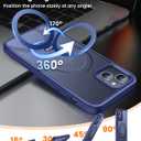 360 Rotatable Magnetic Stand for iPhone 15 Case Compatible with Mag-Safe 16FT Military Drop Protection, Anti-Scratch/Fingerprint Shockproof iPhone 15 Phone Case(Matte-Blue)
