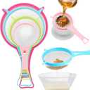 4Pcs/Set Fine Mesh Strainer Set, Kitchen Plastic Flour Colander Set, Solid-Liquid Separator Gadget with Non Slip Handles, for Yogurt Baking Kitchen Kefir Tea Juice Pasta(size:4pcs/set)