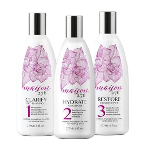 Maison 276 Pre-Shampoo, Shampoo and Conditioner for Silver, Gray & Blonde Hair, 3-Step System Tone-Correcting Shampoo, NOT a Purple Shampoo, Neutralizes Brassiness, Sulfate-Free, 3x 8oz Bottles