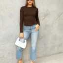 Abardsion Women's Long Sleeve Shirts Spring 2025 Casual Basic Going Out Crop Tops Slim Fit Tight Y2K Clothes (L)