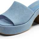 DREAM PAIRS High Chunky Platform Heels for Women Fashion Comfort Slip on Square Open Toe Block Heel Sandals 8