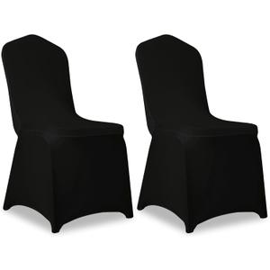 2 Pack Black Stretch Polyester Spandex Chair Covers Universal Washable Removable Chair Slipcovers Protector for Wedding Banquet Events Party Dining Decoration