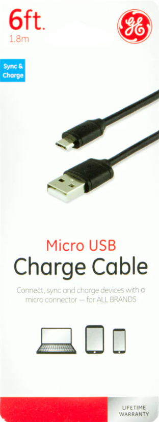 GE Micro USB Charge Cable - Black