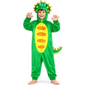 ROC PARTY Kids Animal Costume Dress Up - Unisex Dress-Up Outfit for Halloween, Cosplay & Parties for Boys & Girls 4-12 Years (Large ( 8-10 Years ), Green Triceratop)