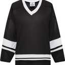 EALER H400 Series Blank Ice Hockey Practice Jersey League Jersey Team Jersey (Small, Black/White)