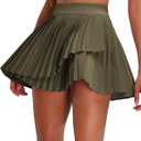 RUNNING GIRL Women's Pleated Tennis Skirts with Pockets High Waisted Tummy Control Casual Athletic Workout Golf Skorts (Green, XXL)