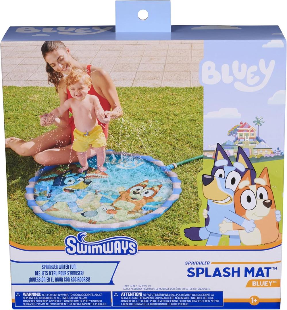 SwimWays Bluey Splash Mat, Kids Splash Pad, Outdoor Toys, Bluey Party Supplies and Water Toys for Kids Ages 1 & Up