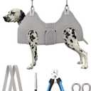 Dog Grooming Hammock,XX-Large Hammock for Nail Trim, Hanging Harness for Nail Trimming,Dog Sling Restraint Holder for Pet Grooming Suspension Hanger with Thick Fabric Neck Support (XXL (120 LB Max) Silver Grey 16-27in)
