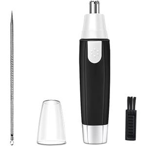 Nose Hair Trimmer for Men and WomenProfessional Painless Clean Nasal Ear & Facial Hair Electric TrimmerBattary-Operated Eyebrow ClipperDual Edge Blades for Easy Cleansing Black