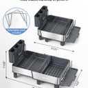 Dish Drying Rack, 304 Stainless Steel Expandable Dish Rack with Adjustable Drain Spout, Large Capacity Dish Drainer with Utensil Holder, Cup Holder and Cutting Board Rack for Kitchen Counter, Gray
