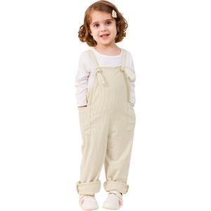Toddler Girl Boy Overalls Fall Outfits Corduroy Adjustable Straps Suspender Pants with Pockets Jumpsuit Romper 1-5T (Beige)