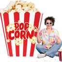 3.3 ft Giant Popcorn Box Cardboard Stand Movie Theme Party Decorations Carnivals Jumbo Popcorn Cardboard Cutout Stand up Birthday Photo Props Backdrop for Circus Theater Red Carpet Supply