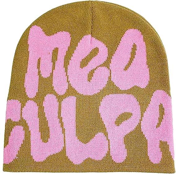 GFLPO MEA Culpa Beanie Y2k Beanie Women Beanies Y2k Hat Graphic Beanies Winter Hat Knit Skull Cap Knitted Cap Y2k Accessories