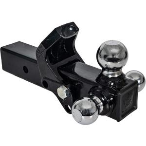 Buyers Products 1802280 Tri-Ball Truck Hitch With Hook, Solid Shank for 2-1/2 Inch Receiver Tubes, Chrome Welded Steel Towing Balls, Black Powdercoated, Towing Accessories For Trucks And Trailers