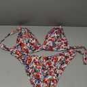 Bathing Suits for Women Deep V Neck Sexy Two Piece Bikini Sets for Women Thong Halter Cheeky Swimsuit (Flower 1)
