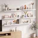 Axeman 55Inch Floating Shelves for Wall, 2 Packs, Invisible Brackets, White, 55" W x 6.5" D x 1.4"H