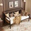 GarveeHome Metal Daybed Frame Twin Size, Heavy Duty Metal Twin Bed Frame, Daybed for Living Room Bedroom Guest Room, Bronze (Brown)