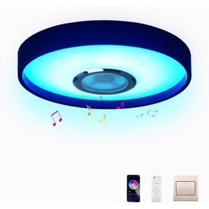 Smart LED Waterproof Shower Ceiling Light Fixture With Bluetooth Speaker,11Inch 18W,3000-6500K,Dinmmable Music Lamp RGB Color Changing With App+2.4G Remote Control For Bathroom,Bedroom,Kids Room (Colorful)