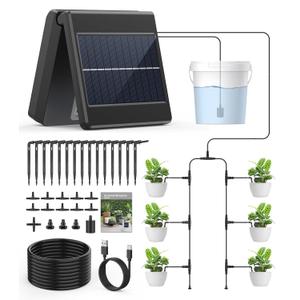 Auto Watering System for Vacation - Solar Drip Irrigation Kit with 30-Day Timer, Leakproof Tubing & Silent Alarm, DIY Indoor/Outdoor Plant Care Solution up to 15 Pots