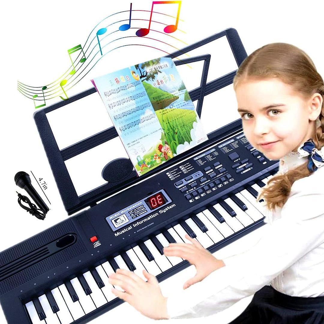 SEMART Keyboard Piano Digital Electric Piano Portable Electronic Music Keyboard 61 Key Toy for Kids Beginner Children Toddler Musical Instruments w/Microphone Stand USB Christmas Birthday Gift, 26inch *7.5inch *2.2inch