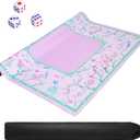 TIASUSAN Purple and Green Mahjong Mat (31.5 x 31.5) with Black Carrying Bag, Anti-Slip, Noise-Reducing Table Cover for Mahjong, Poker, Board Games, Dominoes, and Card Games