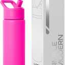 Simple Modern Kids Water Bottle with Straw Lid Vacuum Insulated Stainless Steel Metal Thermos Bottles | Reusable Leak Proof BPA-Free Flask for School | Summit Collection | 18oz, Raspberry Vibes