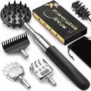 TUKUOS Telescoping Back Scratcher with 5 Detachable Scratching Heads, Rubber Handles, Anniversary Birthday Gifts for Men Women Back Scratcher for Men/Dad/Women/Adults (Regular, Black)