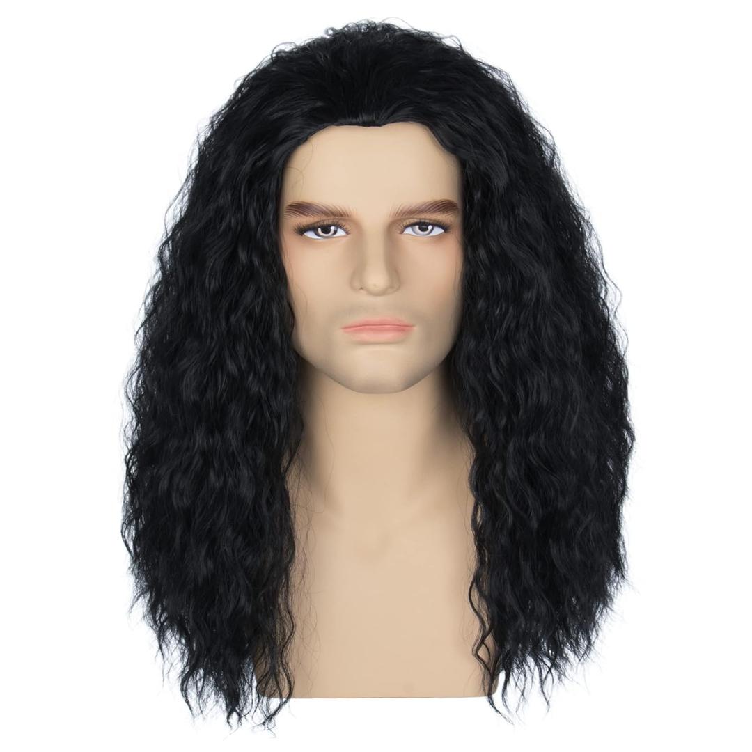 Miss U Hair Unisex Long Curly Hair Party Movie Cosplay Costume Wig Halloween (Jet black)