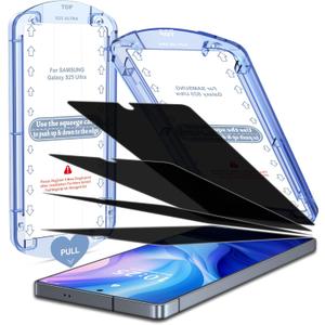 iGluz Privacy PET Screen Protector for Samsung Galaxy S25 Ultra 6.9" (4 Pack),Ultra-Thin Flexible Film with 0.02s Sensitive Fingerprint Unlock,Easy-Install Alignment Tray,Case-Friendly & Shatter-Proof