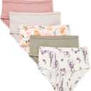 Burt's Bees Baby Toddler Girls' Underwear Set of 5 - Solids, Stripes,Prints, Tag-Free with Sizes for 2T to 8 Years Old